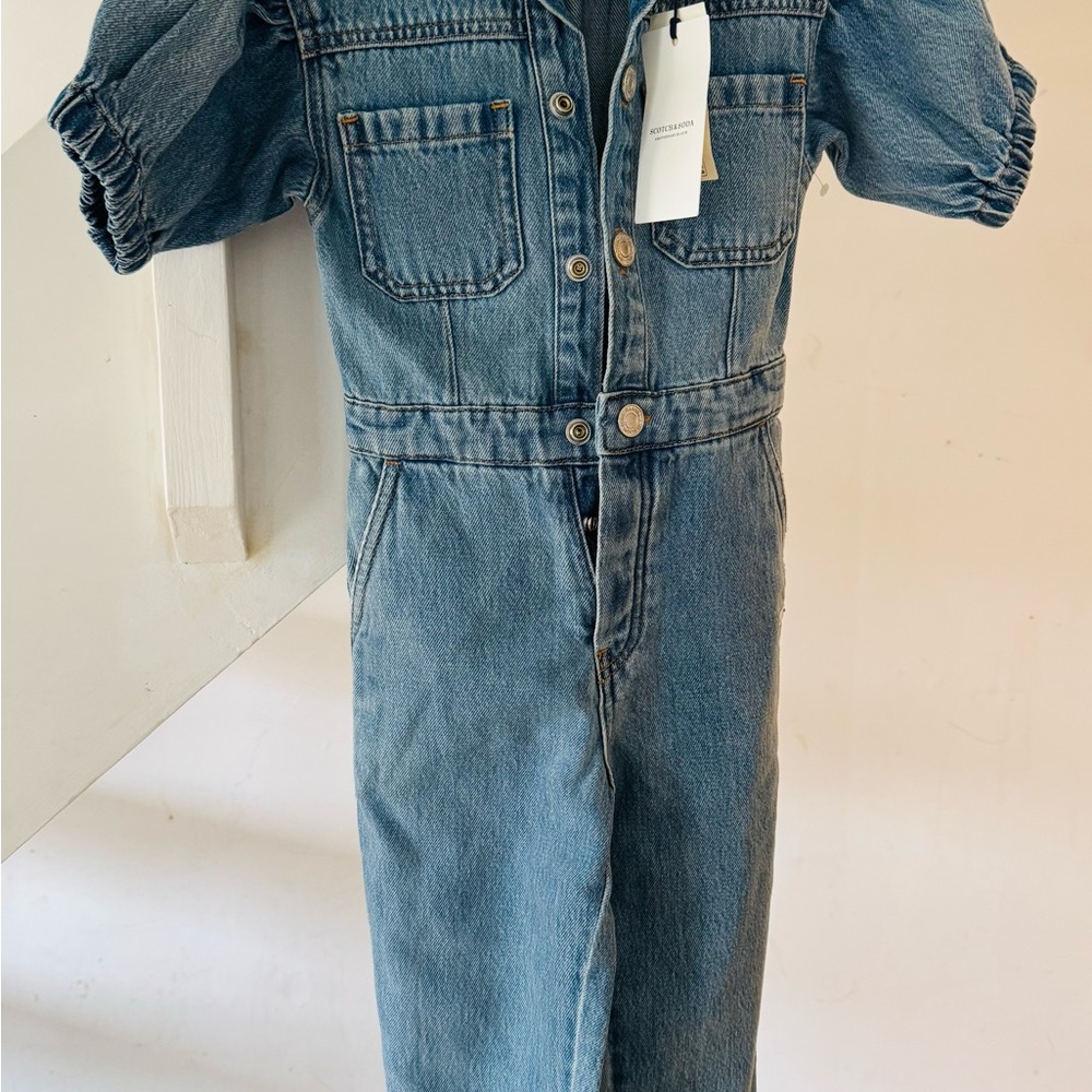 Scotch & Soda Denim Button-Up Jumpsuit for girls